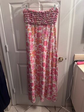 Lilly Pulitzer Cotton Franco Truly Unruly Ruffle Strapless Floral Maxi